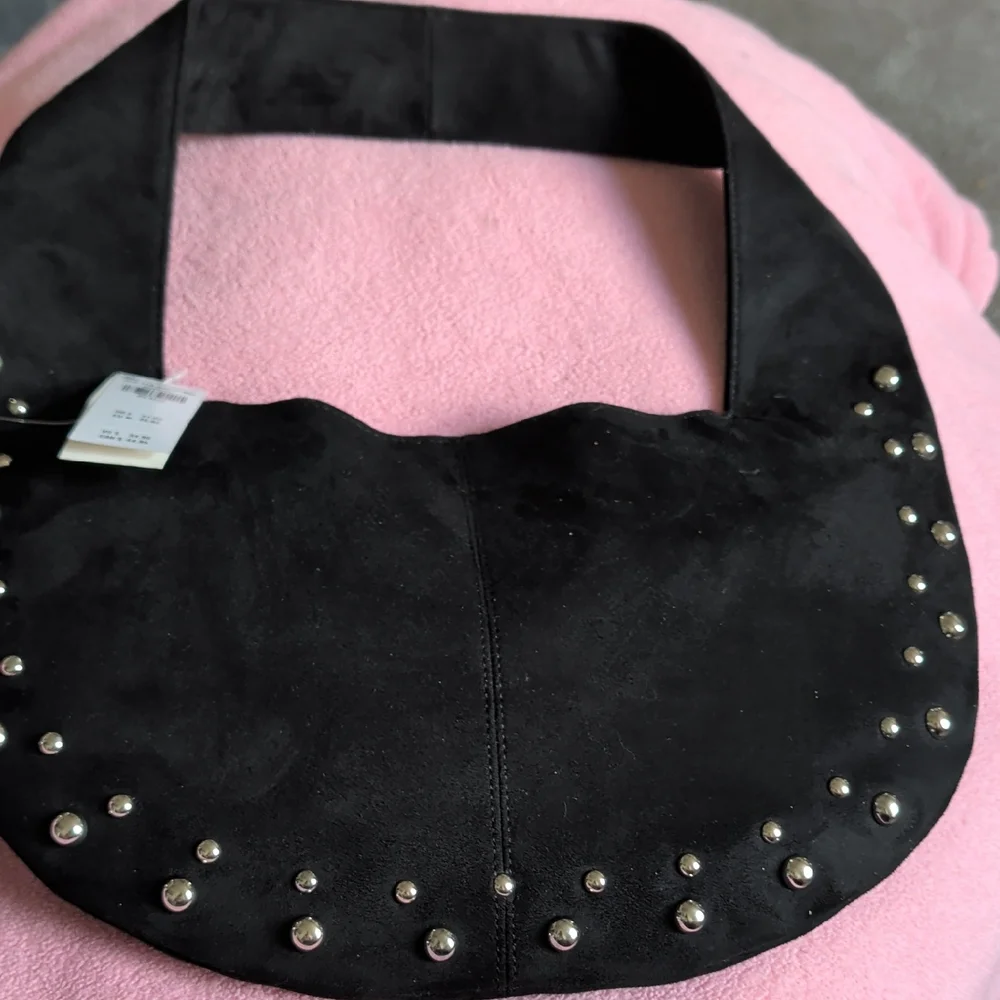 Hollister Black Suede Hobo Bag with Silver Studs